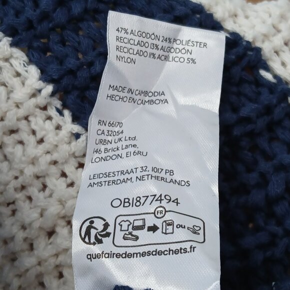 Anthropologie Pilcro Striped Nautical Bell Sleeve Henley Sweater Size Medium - Picture 9 of 9